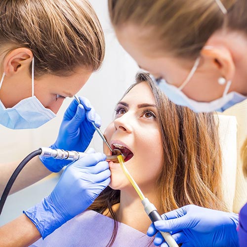 a patient receives a dental xray